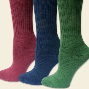 3 Pair Maggie's Organic Hand Died Crew Socks Medium Made in USA NWT